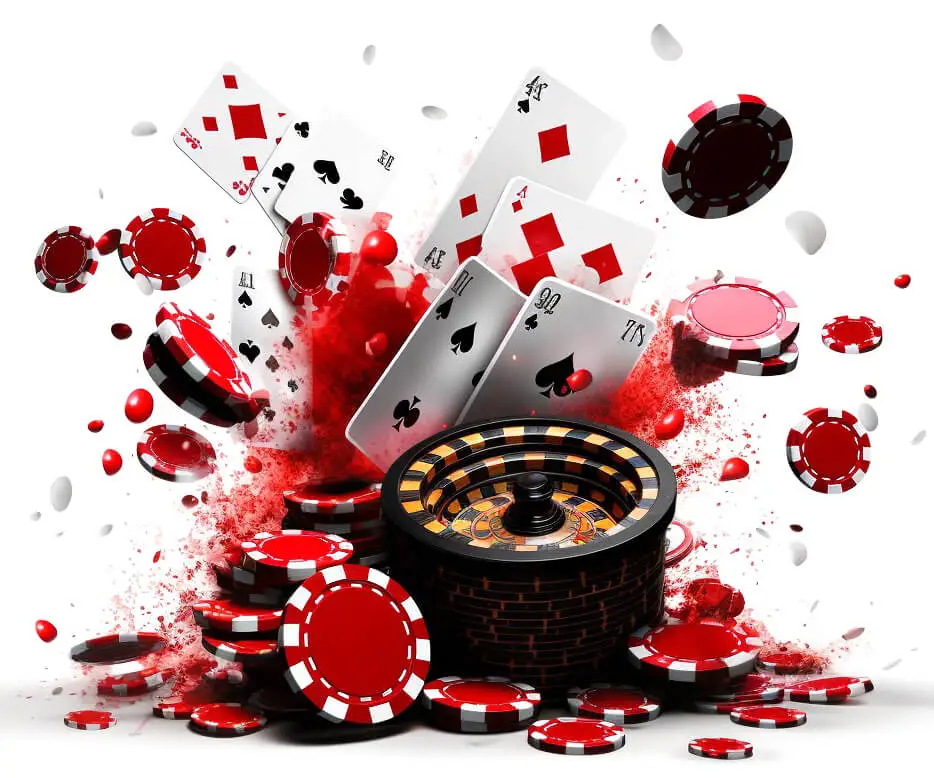 Instant casino games in red and black shades on a white background